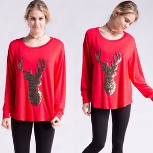 Fashionomics red sequence reindeer sweater